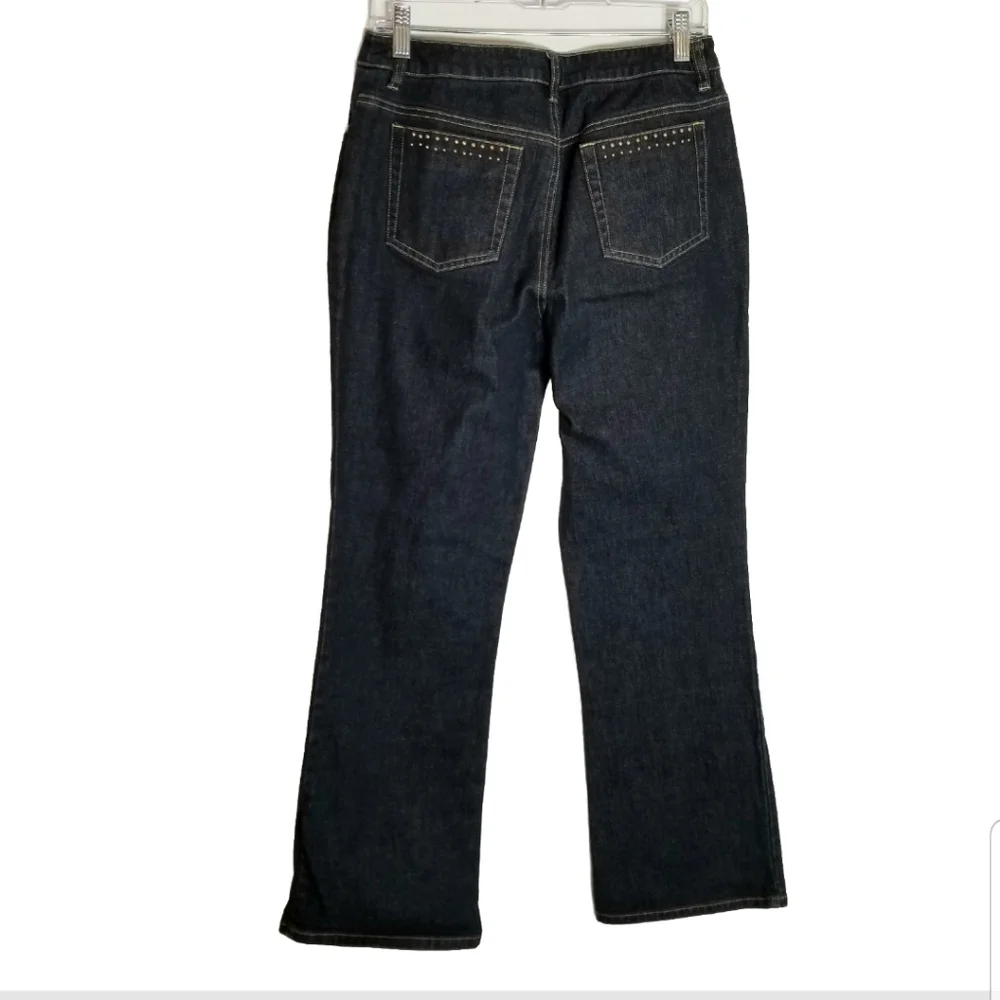 Jones New York Jeans Women's 6 Blue Bootcut Mid Rise Dark Wash Beaded Stretch